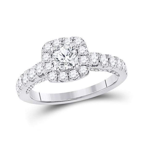 Diamond Halo Bridal Wedding Engagement Ring 1-1/2 Cttw 14KT White Gold
