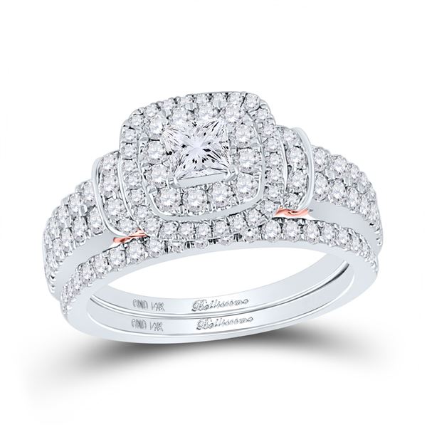 Diamond Bridal Wedding Ring Band Set 1-1/3 Cttw 14KT Two-tone Gold