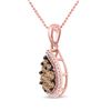 Image 2 : Round Brown Diamond Teardrop Pendant 3/4 Cttw 10KT Rose Gold