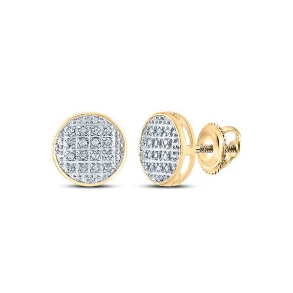 Round Diamond Circle Cluster Stud Earrings 1/12 Cttw 10KT Yellow Gold