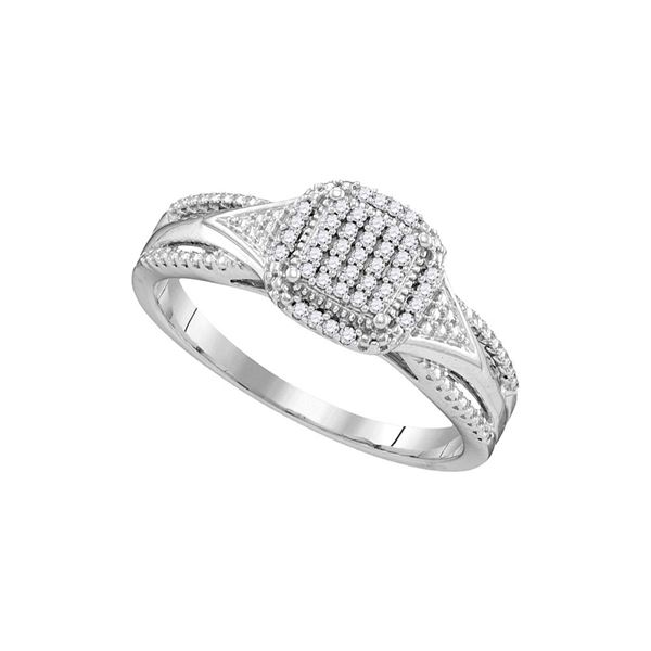 Diamond Cluster Bridal Wedding Engagement Ring 1/10 Cttw 10KT White Gold