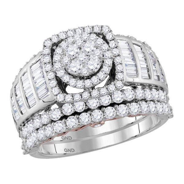 Diamond Bridal Wedding Ring Band Set 2-1/2 Cttw 14KT Two-tone Gold