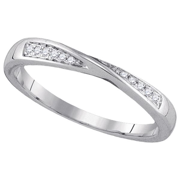 Round Diamond Fashion Band Ring 1/20 Cttw 14KT White Gold