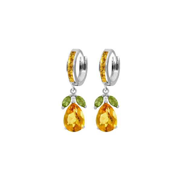 Genuine 14.3 ctw Peridot & Citrine Earrings 14KT White Gold - REF-82R9P
