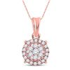 Image 1 : Round Diamond Halo Cluster Pendant 1/4 Cttw 14KT Rose Gold