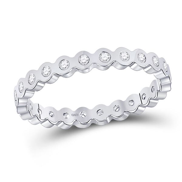 Round Diamond Machine-Set Band Ring 1/5 Cttw 14KT White Gold