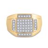 Image 2 : Round Diamond Square Cluster Ring 1/3 Cttw 10KT Yellow Gold