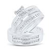 Image 1 : Cluster Matching Wedding Set 1 Cttw 14KT White Gold