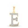 Image 1 : Round Diamond Initial E Letter Pendant 1/12 Cttw 10KT Yellow Gold