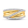 Image 2 : Round Diamond Crossover Fashion Ring 1/3 Cttw 10KT Yellow Gold