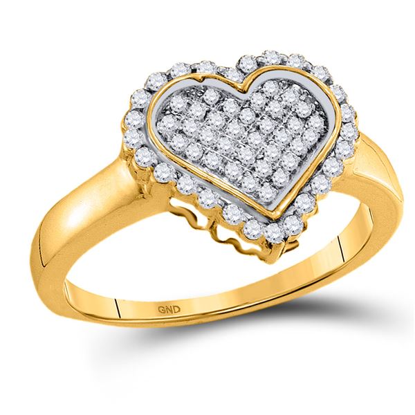 Round Diamond Heart Cluster Ring 1/4 Cttw 10KT Yellow Gold