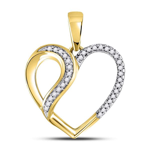 Round Diamond Heart Fashion Pendant 1/10 Cttw 10KT Yellow Gold