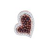 Image 1 : Round Red Color Enhanced Diamond Heart Pendant 1/8 Cttw 10KT Rose Gold