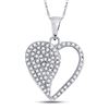 Image 1 : Round Diamond Modern Heart Pendant 1/3 Cttw 10KT White Gold