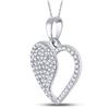 Image 2 : Round Diamond Modern Heart Pendant 1/3 Cttw 10KT White Gold