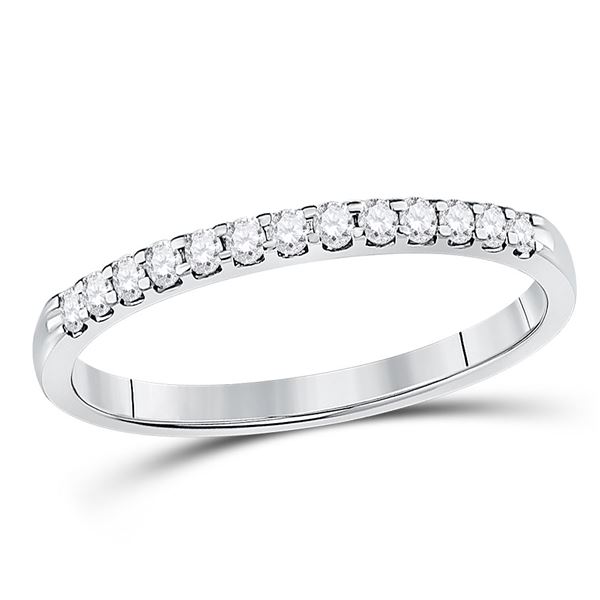 Round Diamond Wedding Single Row Band 1/6 Cttw 14KT White Gold