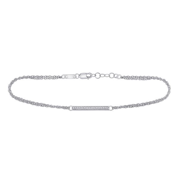 Round Diamond Single Row Bar Fashion Bracelet 1/20 Cttw 10KT White Gold