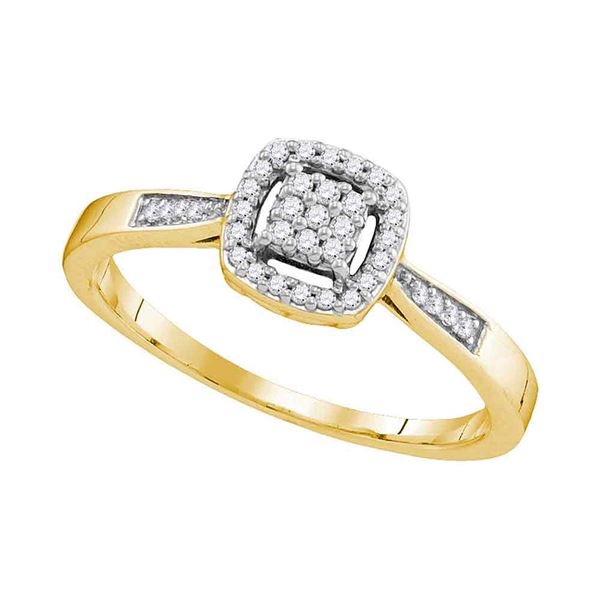 Round Diamond Square Cluster Ring 1/8 Cttw 10KT Yellow Gold