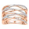 Image 1 : Round Diamond Crossover Strand Fashion Band Ring 1/4 Cttw 10KT Rose Gold