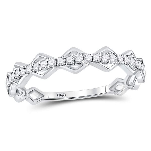 Round Diamond Link Stackable Band Ring 1/5 Cttw 10KT White Gold