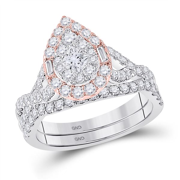 Bridal Wedding Ring Band Set 1-1/2 Cttw 14KT Two-tone Gold