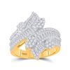 Image 1 : Baguette Diamond Bypass Cluster Fashion Ring 1-1/3 Cttw 14KT Yellow Gold