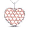 Image 1 : Round Diamond Honeycomb Heart Pendant 1/5 Cttw 10KT Two-tone Gold