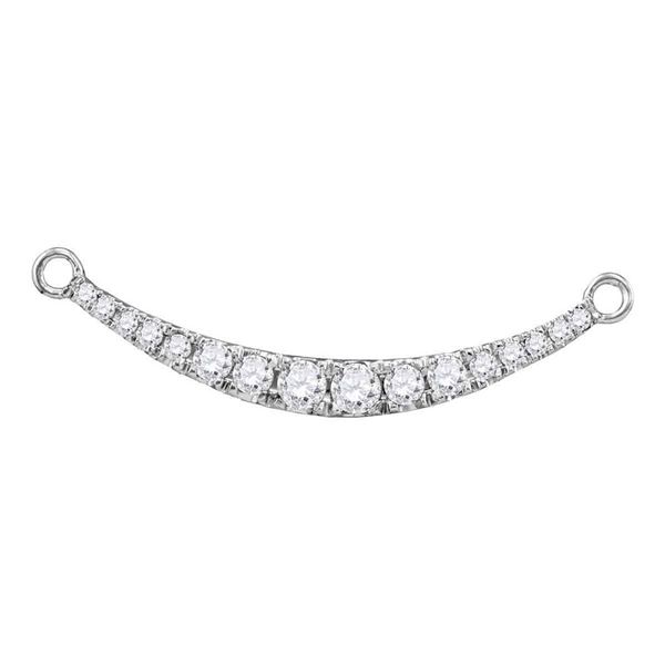 Round Diamond Curved Graduated Bar Pendant Necklace 1/4 Cttw 10KT White Gold