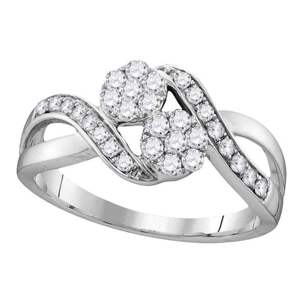 Diamond 2-stone Bridal Wedding Engagement Ring 1/2 Cttw 14kt White Gold
