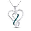 Image 1 : Blue Color Enhanced Diamond Heart Infinity Pendant 1/10 Cttw Sterling Silver