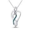 Image 2 : Blue Color Enhanced Diamond Heart Infinity Pendant 1/10 Cttw Sterling Silver