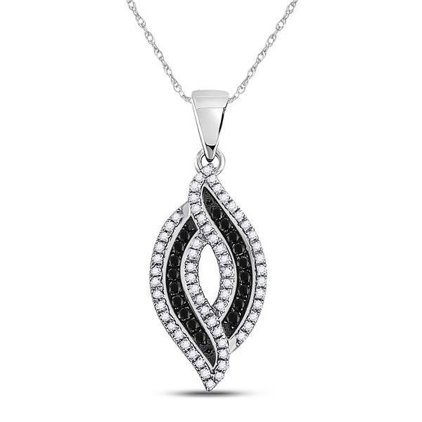 Black Color Enhanced Diamond Fashion Pendant 1/3 Cttw 10kt White Gold