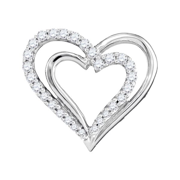 Diamond Double Nested Heart Pendant 1/4 Cttw 10kt White Gold