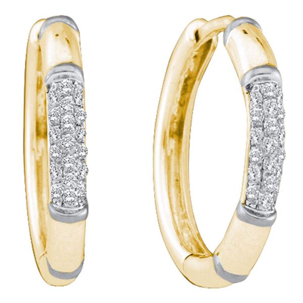 Diamond Cluster Hoop Earrings 1/6 Cttw 14kt Yellow Gold