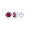 Image 1 : Lab-Created Ruby Diamond Stud Earrings 1-1/3 Cttw 10kt White Gold