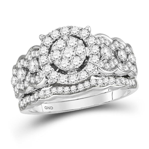 Diamond Bridal Wedding Ring Band Set 1 Cttw 14kt White Gold