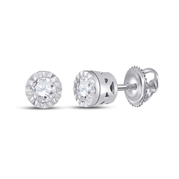 Diamond Solitaire Stud Earrings 1/4 Cttw 10kt White Gold
