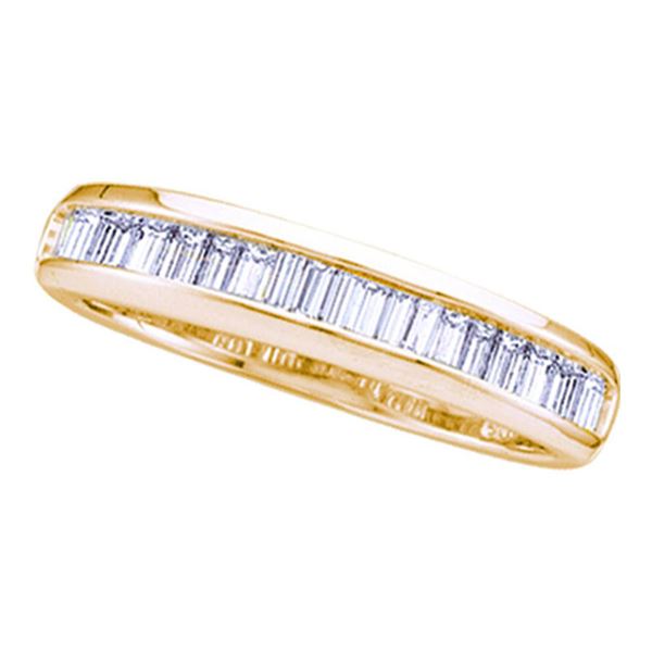 Baguette Diamond Wedding Band Ring 1/4 Cttw Yellow-tone Sterling Silver