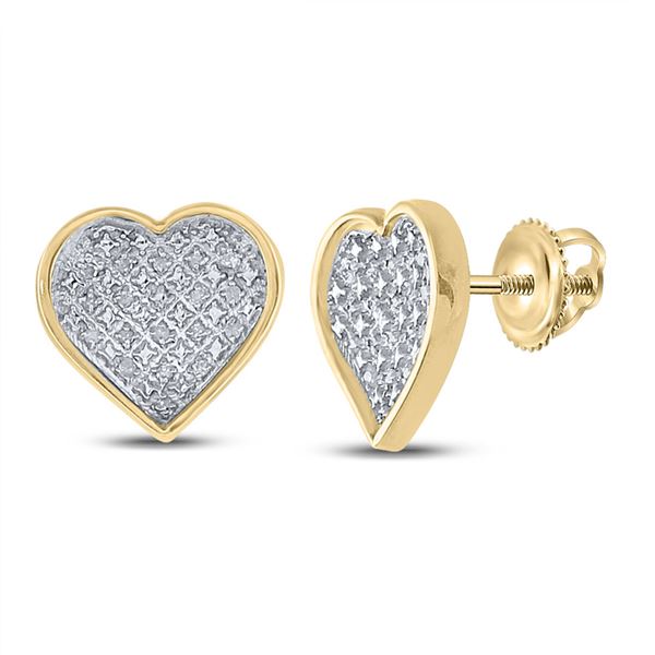 Diamond Heart Earrings 1/10 Cttw Yellow-tone Sterling Silver