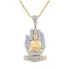 Image 1 : Mens Diamond Buddha Hand Charm Pendant 1-3/4 Cttw 10kt Yellow Gold