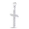 Image 2 : Diamond Asymmetric Cross Pendant 1/2 Cttw 10kt White Gold