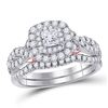 Image 1 : Princess Diamond Bridal Wedding Ring Band Set 1-1/4 Cttw 14kt Two-tone Gold