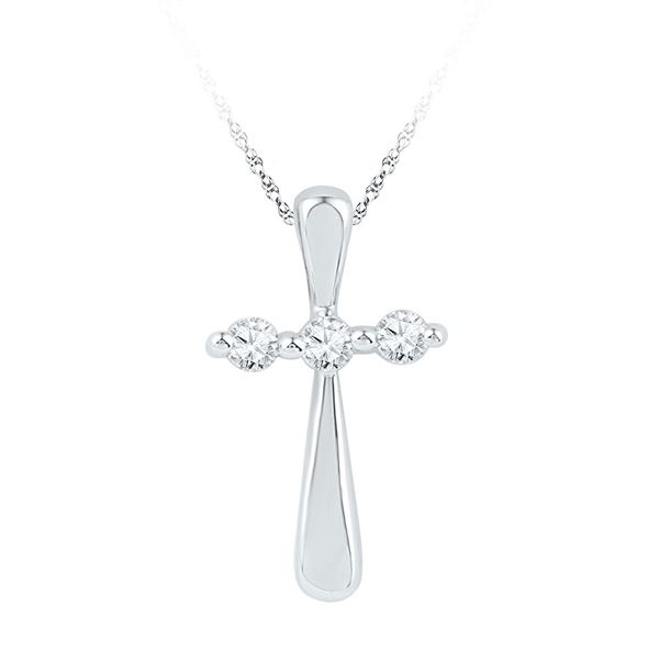 Diamond Cross Religious Pendant 1/6 Cttw 10kt White Gold