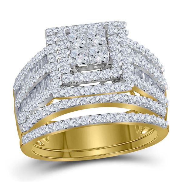 Princess Diamond Bridal Wedding Ring Band Set 2 Cttw 14kt Yellow Gold