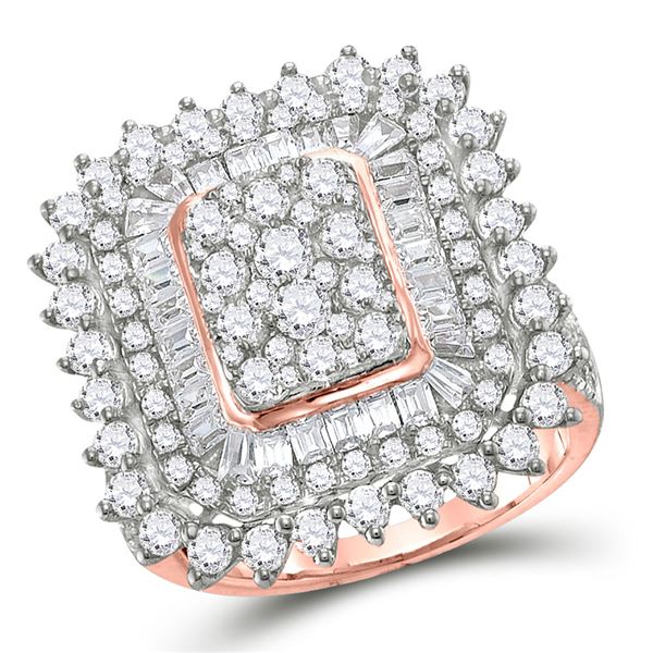 Baguette Diamond Cluster Ring 3-1/2 Cttw 10kt Rose Gold