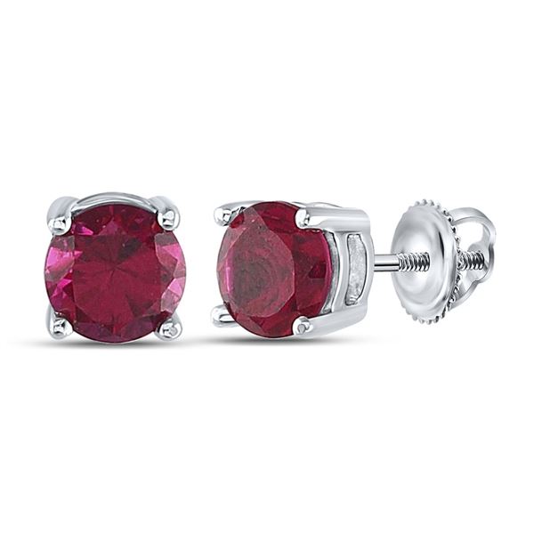Lab-Created Ruby Stud Earrings 2 Cttw Sterling Silver