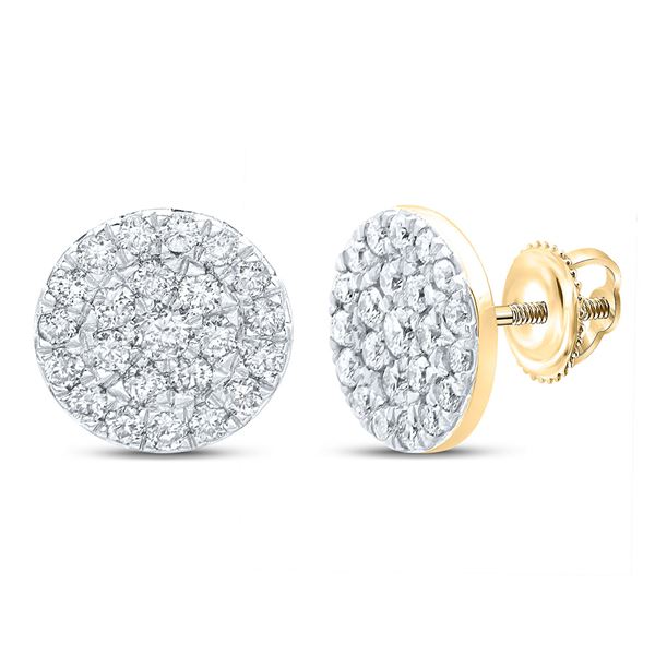 Diamond Cluster Earrings 1/2 Cttw 10kt Yellow Gold