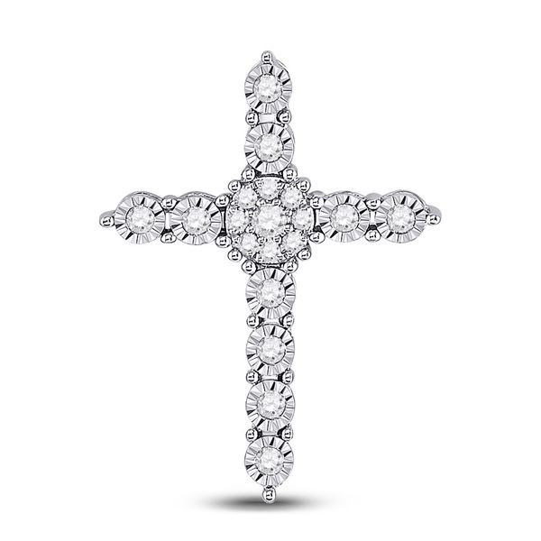 Diamond Religious Cross Pendant 1/4 Cttw 14kt White Gold