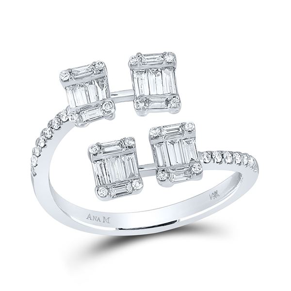 Baguette Diamond Bisected Fashion Ring 5/8 Cttw 14kt White Gold