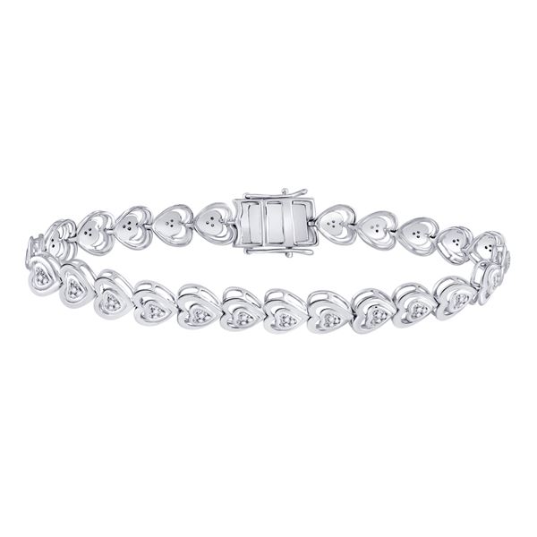 Diamond Heart Tennis Bracelet 1/4 Cttw Sterling Silver